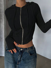 Women's Outdoor Style Fitted Hooded T-Shirt With Zipper Detail